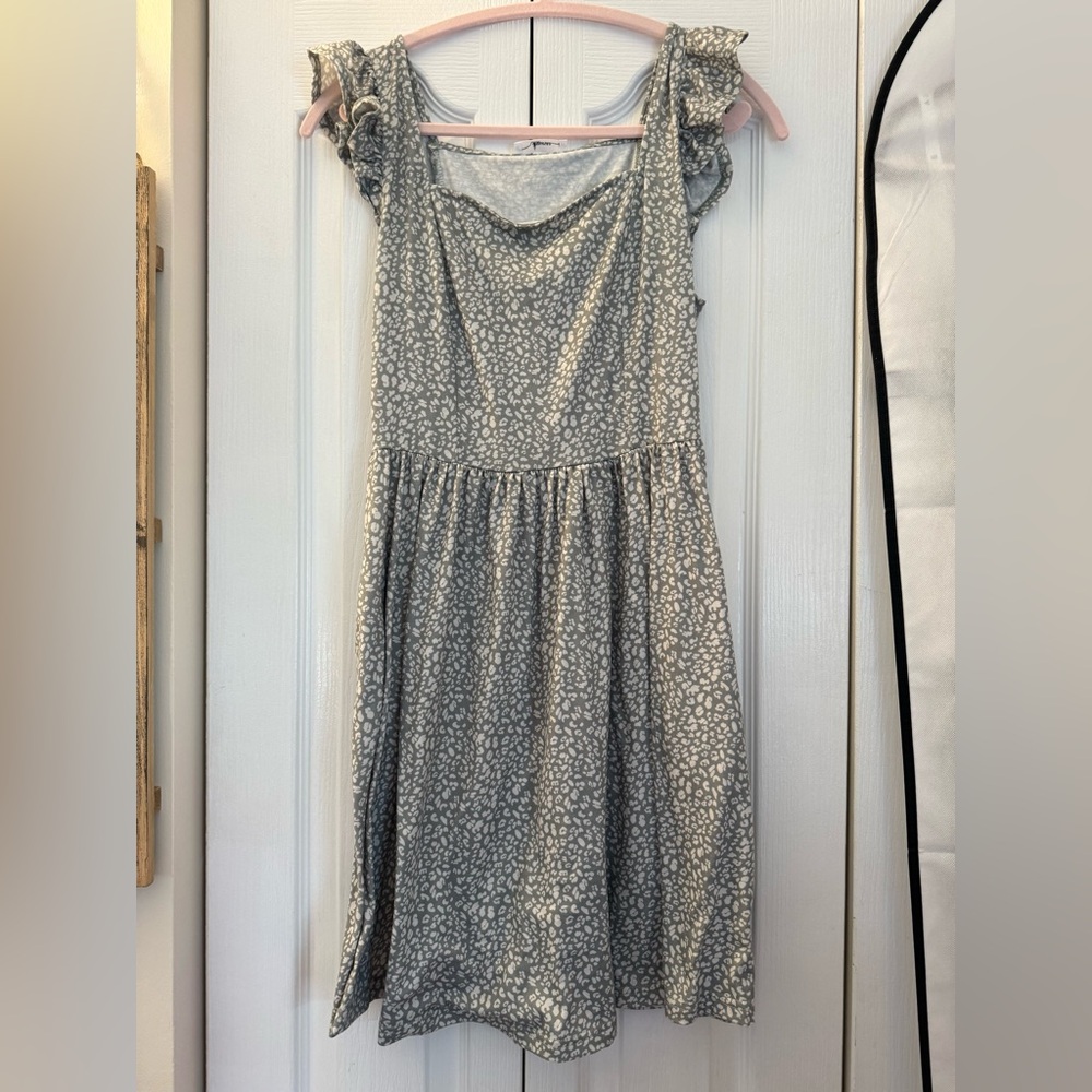 Green Patterned Casual Dress
